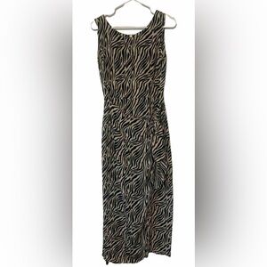 VTG August Hale Zebra Print Animal Print  Silk Faux Wrap Maxi Dress SZ 6